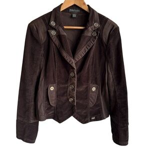 Point Zero 90s Corduroy Blazer Sz M Brown Button Front Structured Jacket VGUC